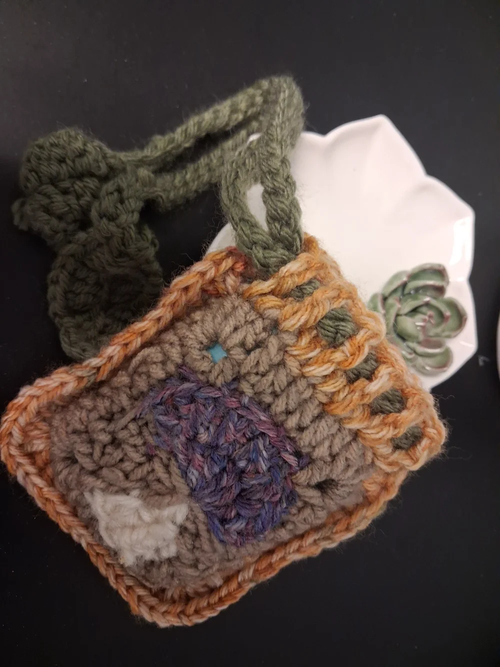 Crochet Mushroom Drawstring Pouch | Mini Earbud Bag | Handmade Cottagecore